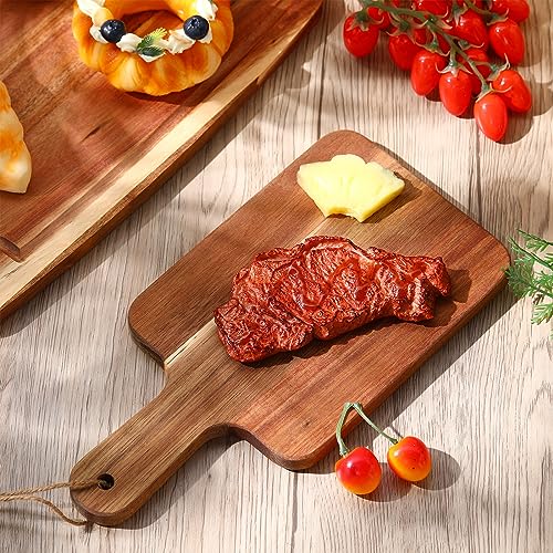 16 Pcs Acacia Wood Cutting Boards with Handle (12" x 6" / Rustic)