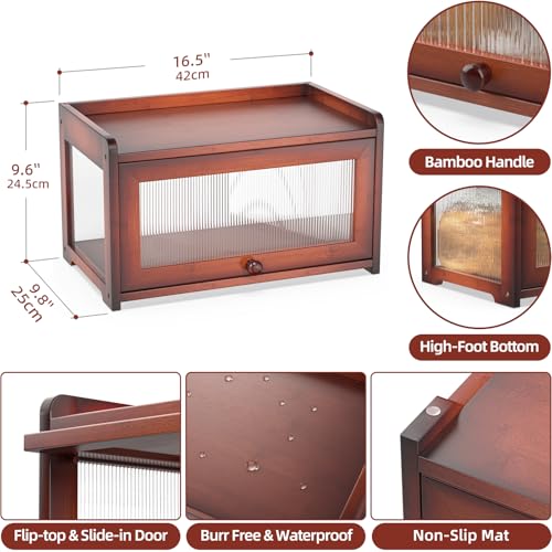 Bamboo Bread Box for Kitchen Countertop (Rustic)