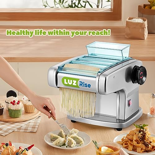 Electric Pasta Maker Automatic Noodle Machine Fresh Pasta Dough Roller Stainless Steel (1.5mm+2.5mm+4mm+9mm Noodles)