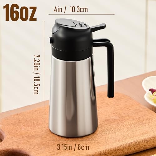 Olive Oil Sprayer for Cooking (Stainless steel-Black)