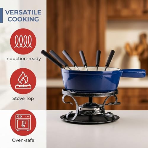 Cast Iron Cheese Fondue Pot Set