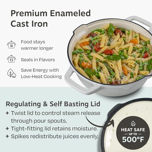 5pc Stackable Cast Iron Cookware Set (Mild White)
