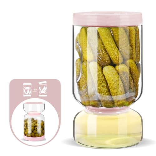 Glass Pickle Jar with Strainer Flip