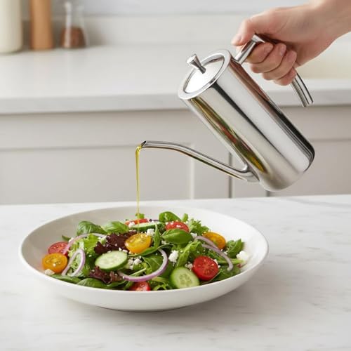 SUS304 24oz 700mL Stainless Steel Olive Oil Dispenser (24 oz, Vertical Handle)
