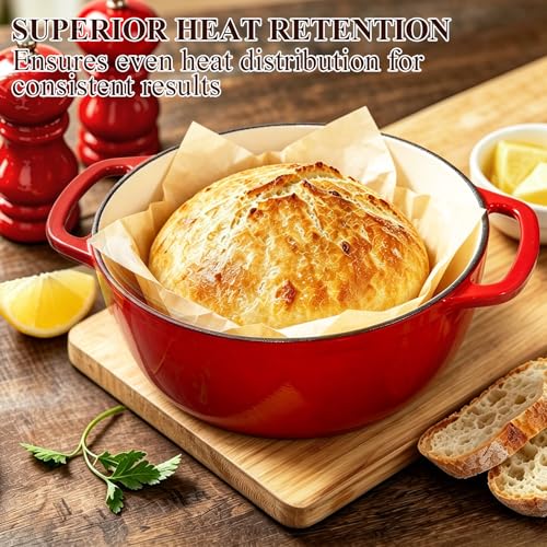 Enameled Cast Iron Dutch Oven (Red)