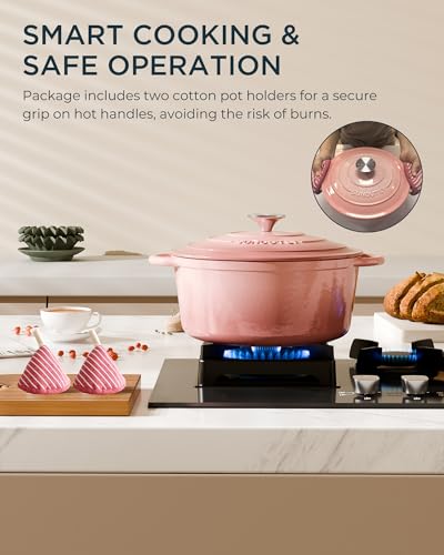 Enameled Cast Iron Dutch Oven (Cooking Pot / Gentle pink / 4.5QT)