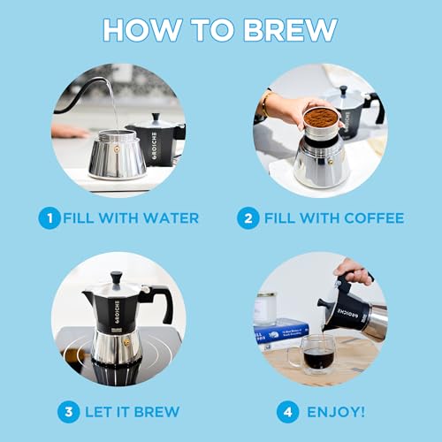 Milano Induction Stovetop Espresso Maker Moka Pot 3 Cup (3 espresso cups / Induction, Black)