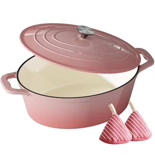 Enameled Cast Iron Dutch Oven (Cooking Pot / Gentle pink / 9.3QT)