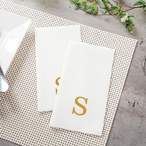 Luxenap Rectangle Gold Letter A White Paper Linen
