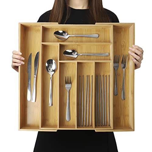 Bamboo Drawer Organizer for Kitchen Utensils