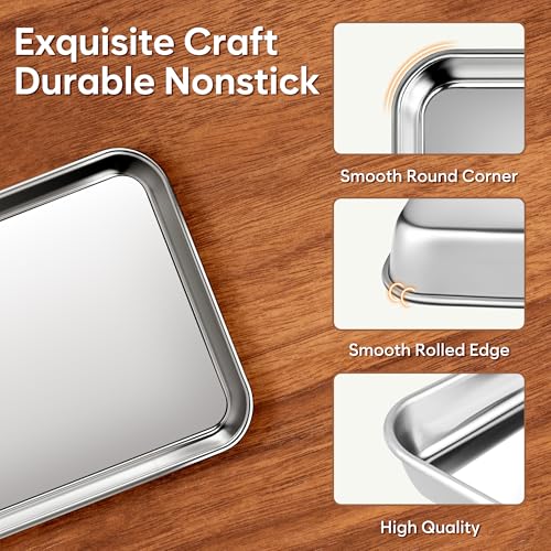 2 Pack Stainless Steel Cookie Sheets for Baking