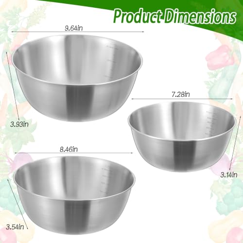 3 Pcs Stainless Steel Mixing Bowls Metal Mixing Bowl Set 1.5