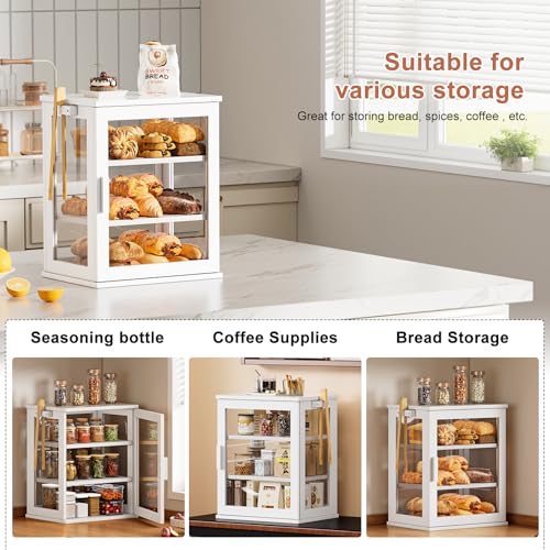Bread Box for Kitchen Countertop (White / Medium)