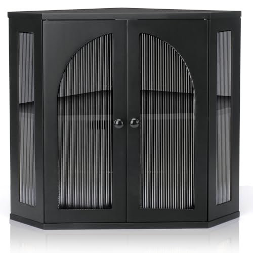 Corner Bread Box for Kitchen Countertop (Black)