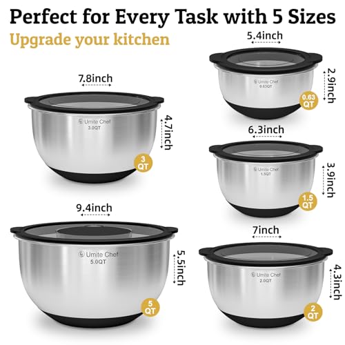 Mixing Bowls with Lids Set (Black)