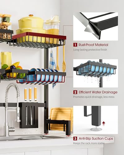 Dish Drying Rack Over The Sink (Black / XX-Large (3 Tier))