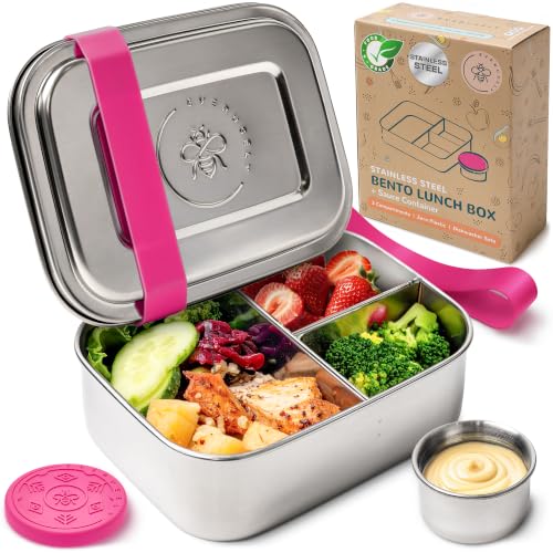 Bento Box Stainless Steel Lunch Box with Leakproof Condiment Container