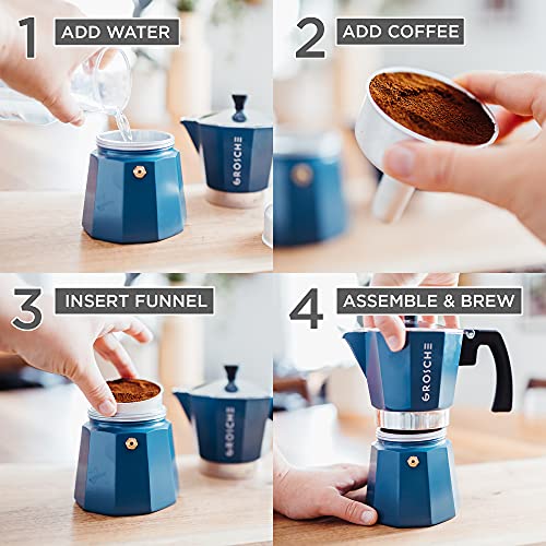 Milano Stovetop Espresso Maker Moka Pot 6 espresso Cup (6 espresso cups / Blue)