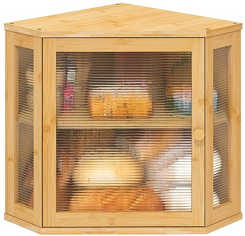 Corner Bread Box for Kitchen Counter (Natural / Medium)