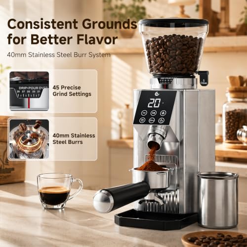 Electric Conical Burr Coffee Grinder (Silver)