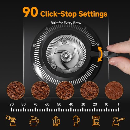 64mm Flat Burr Coffee Grinder (Brushed Silver)