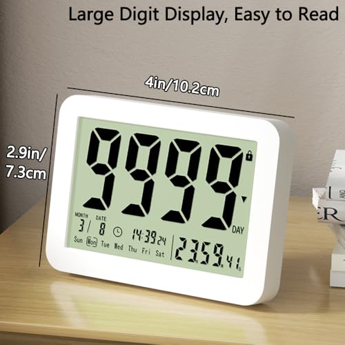 Digital Countdown Days Timer Clock 999Days Count Down Clock with Bracket Strong Magnetic Back for Retirement Wedding Vacation Birthday Holidays