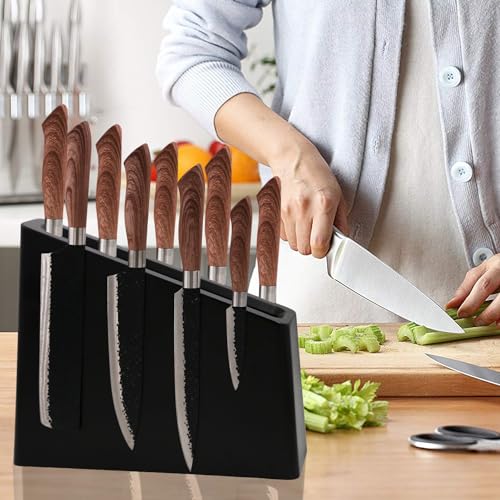Magnetic Knife Wooden Block Knife Display Holder Rack Double Side Magnetic Stands with Strong Enhanced Magnets Kinves Strip Magnetic Knife Holder (Black)