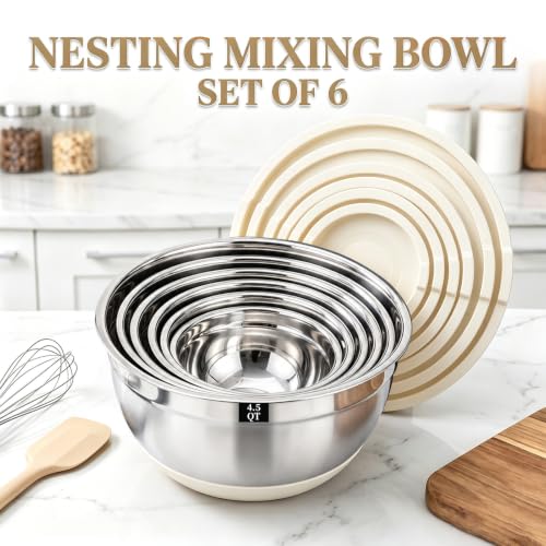 21 PCS Khaki Mixing Bowls with Lids Set (21Pcs khaki Mixing Bowls)