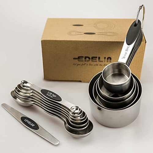 Measuring Cups and Magnetic Measuring Spoons Set (Black)