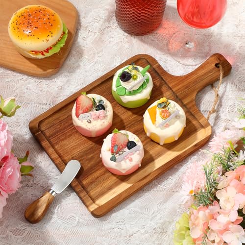 12set Acacia Wood Charcuterie Board with Knife (14 x 8 Inches)