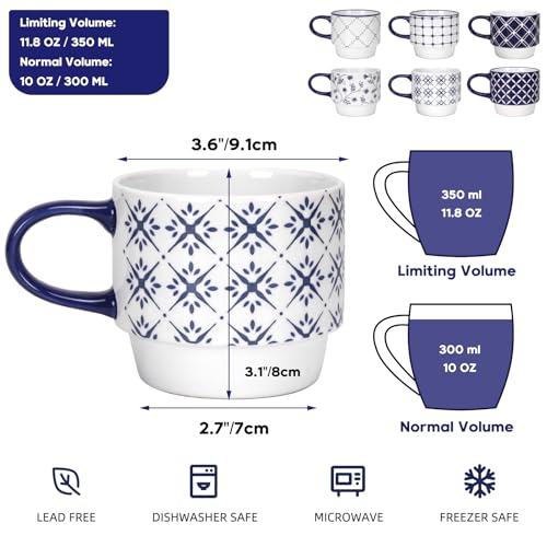 Porcelain Coffee Mugs Set of 6