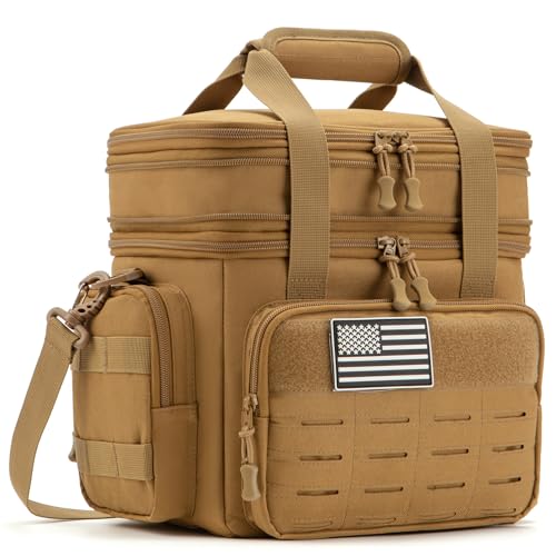 Tactical Lunch Bag for mens Military heavy duty lunch box work Leakproof insulated Durable Thermal Cooler Bag for Adult Meal for Office Camping Picnic Pail MOLLE Webbing