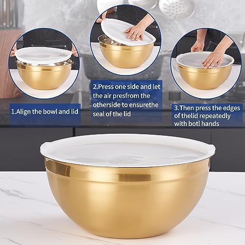 Gold Mixing Bowls with Airtight Lids (Gold / 7 Pieces)