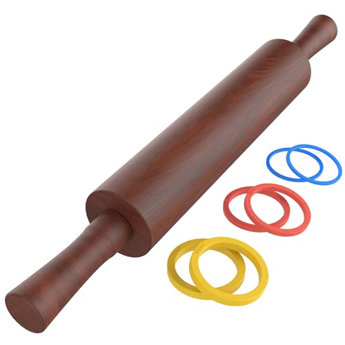 Classic Wooden Rolling Pin with Handle for Fondant