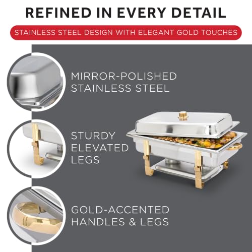 8 qt Silver Malibu Stainless Steel Chafer with Accents (8 Quart (Full Size))