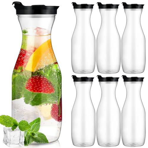 Plastic Water Carafe with Lid 32 Oz Clear