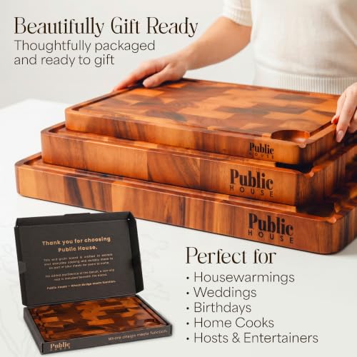 End Grain Wood Cutting Board (18"L x 12.5"W)