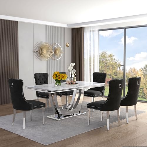 Marble Dining Table Set for 6