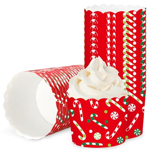100Pcs Holiday Paper Baking Cups Colorful Cupcake Wrappers Scalloped Edge Cupcake Muffin Cases Dessert Decoration