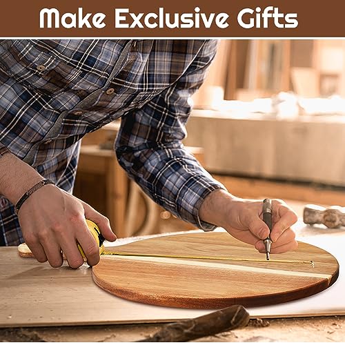 6 Pcs Acacia Wood Round Cutting Board 0.6 Inch Thick (14 x 18.9 Inch)