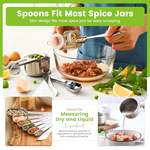 Stainless Steel Measuring Cups and Spoons Set of 14 w