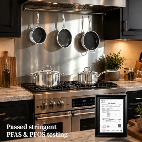 13 Piece Hybrid Ceramic Nonstick Stainless Steel Cookware Set (Black)
