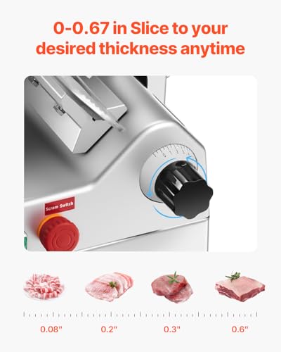 Meat Slicer Electric Deli Food Slicer with SUS420 Stainless Steel Blade and Built
