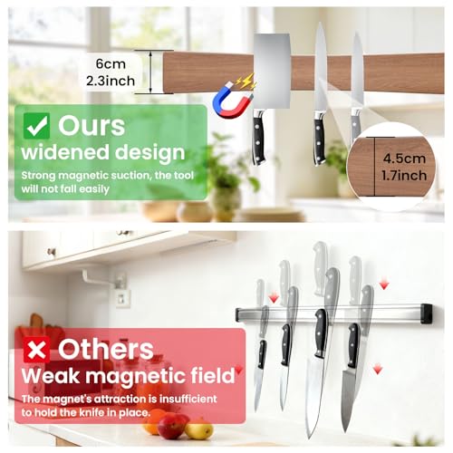 Large Magnetic Knife Strips (24 Inch / Wood Curved)