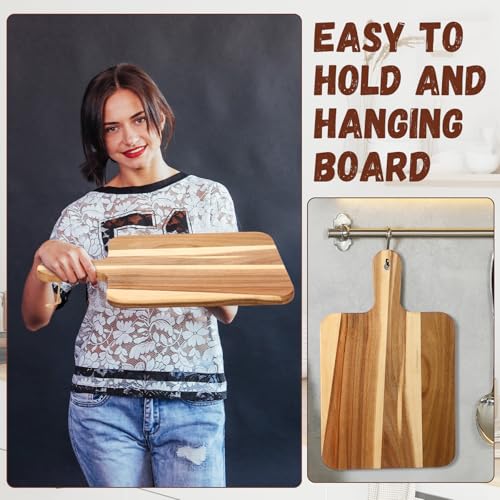16 Pcs Acacia Wood Cutting Boards with Handle (16" x 10" / Rustic)