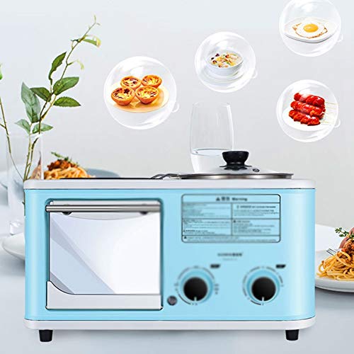 Electric 3 In 1 Household Breakfast Machine Mini Bread Toaster Baking Oven Omelette Fry Pan Hot Pot Boiler Food Steamer (D)