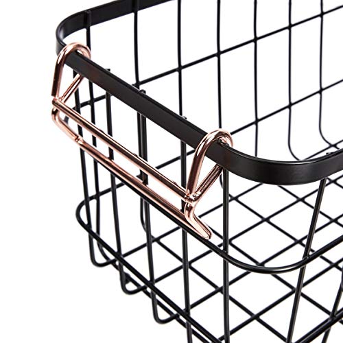 Stackable Metal Wire Rectangular Storage Basket Set For Kitchen or Bathroom