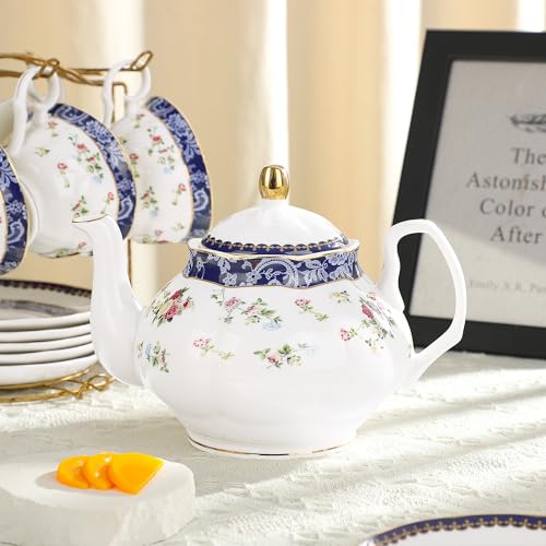 21 Piece Vine Floral Porcelain Tea Set