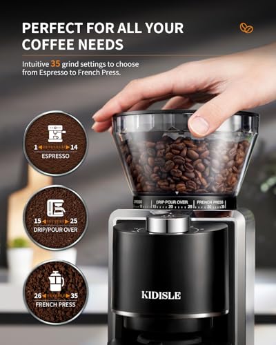 Conical Burr Coffee Bean Grinder (Black)