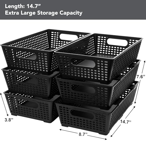 Stackable Plastic Woven Basket Organizer